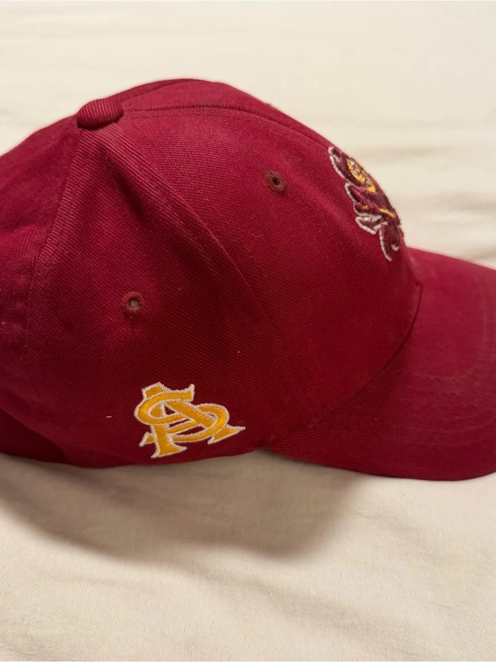 Maroon Baseball Cap with Embroidered Devil Logo